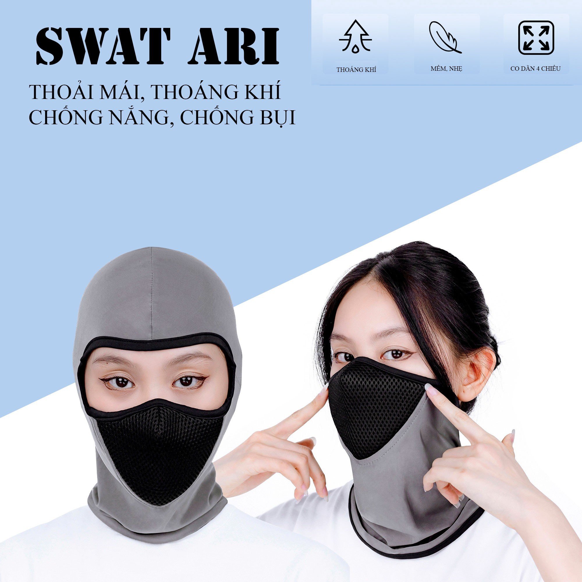 KHĂN NINJA SWAT ARI TRÙM ĐẦU ĐI CHƠI, ĐI PHƯỢT CHỐNG NẮNG, CHỐNG BỤI