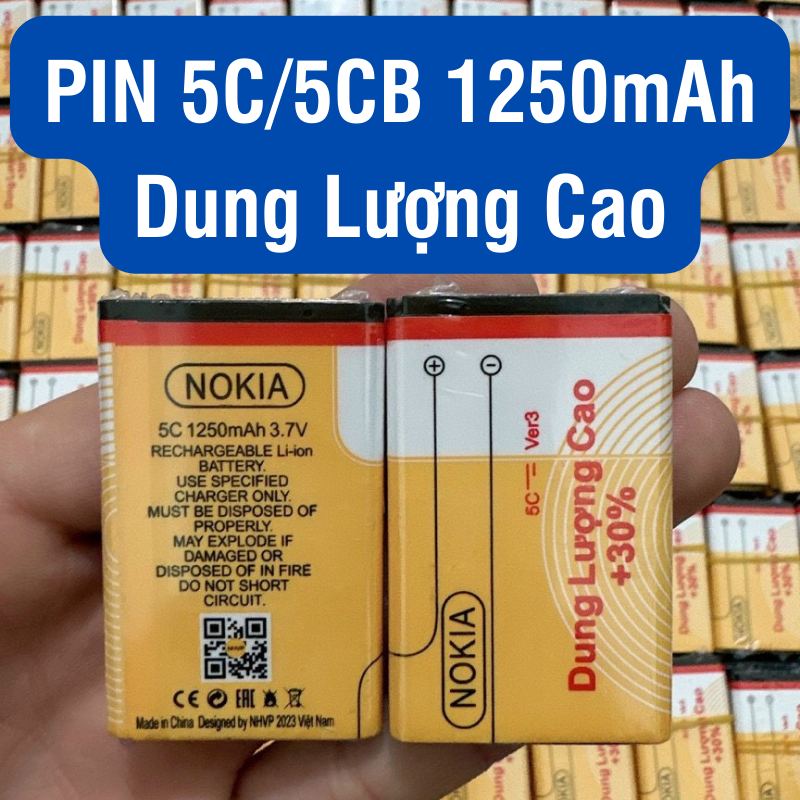 Pin 5c 5cb 1250mah nokia dung lượng cao cho nokia 1280, 105...