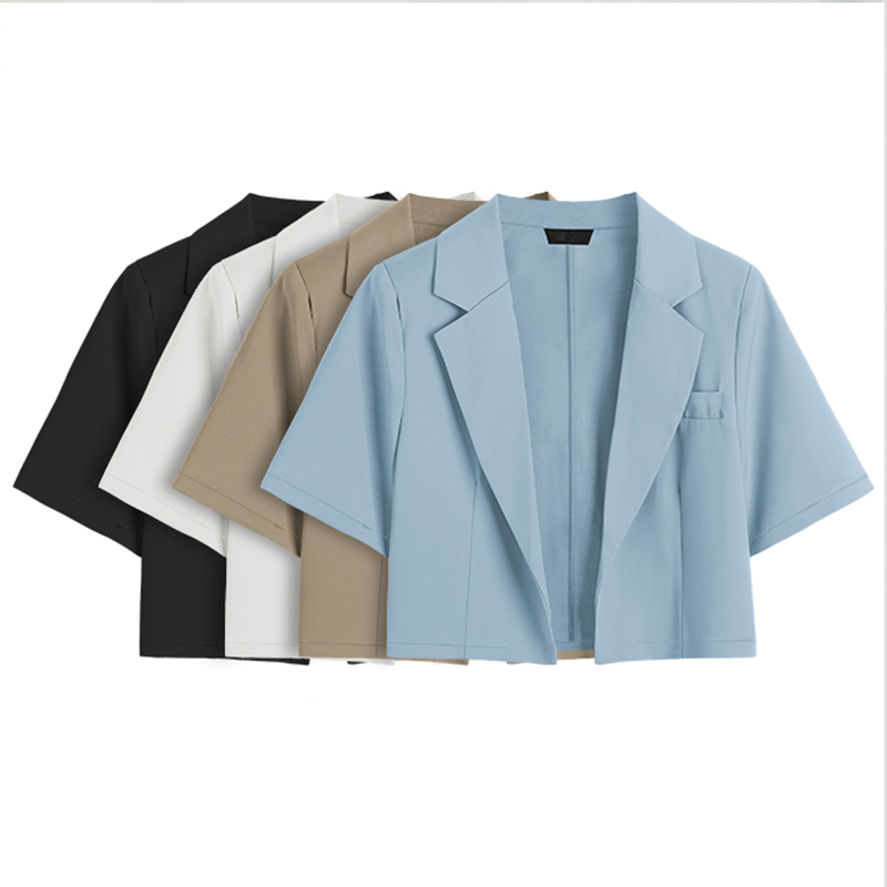 Áo blazer ngắn tay cổ vest dáng croptop phong cách trẻ trung thời trang akai ao khoac nu 004