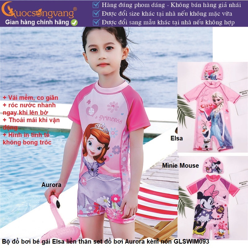 Bộ đồ bơi bé gái Elsa set đồ bơi aurora kèm nón GLSWIM093 Cuocsongvang