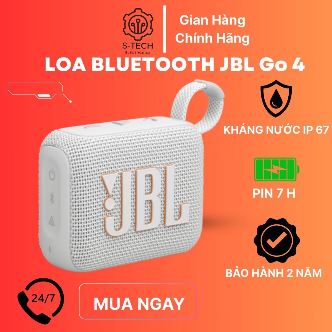  Loa Bluetooth JBL Go 4 - Thiết Kế Nhỏ Gọn Âm Thanh Sống Động Kháng Nước IP67 Pin 7H Bảo Hành 2 Năm 