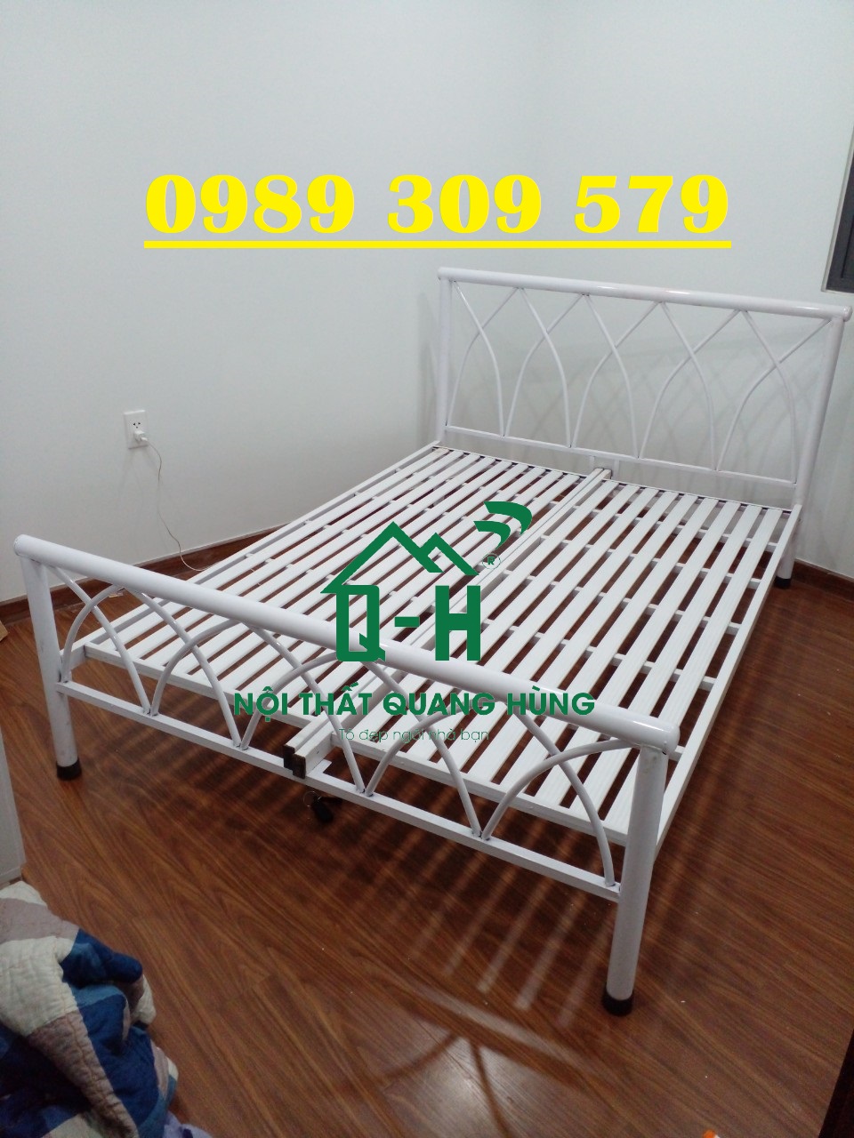 Giường sắt chữ X màu trắng cao cấp giao nhanh hcm