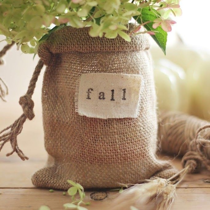 Giỏ cắm hoa, giỏ đựng hoa bằng vải bố, giỏ đựng củ quả vintage