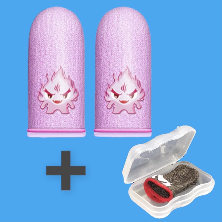 Combo Găng Tay Chơi Game Blue Fire Logo Phát Sáng Shezi Memo + 1 Hộp Đựng Pubg Mobile Free fire Liên quân mobile Găng tay cảm ưng siêu mượt sieu nhạy