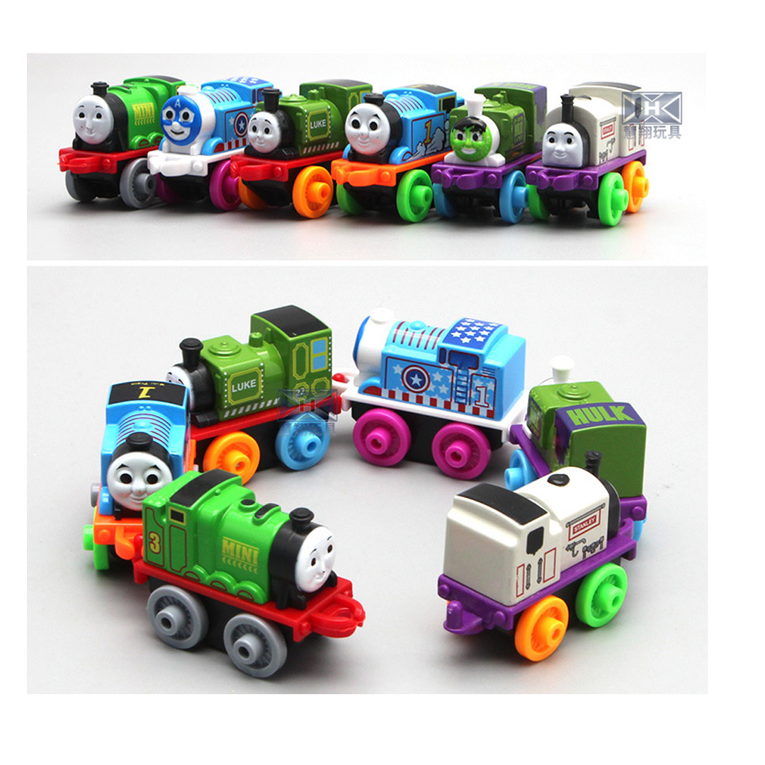 Xe mô hình tàu hỏa Thomas mini bằng kim loại đồ chơi trẻ em bộ 6 xe