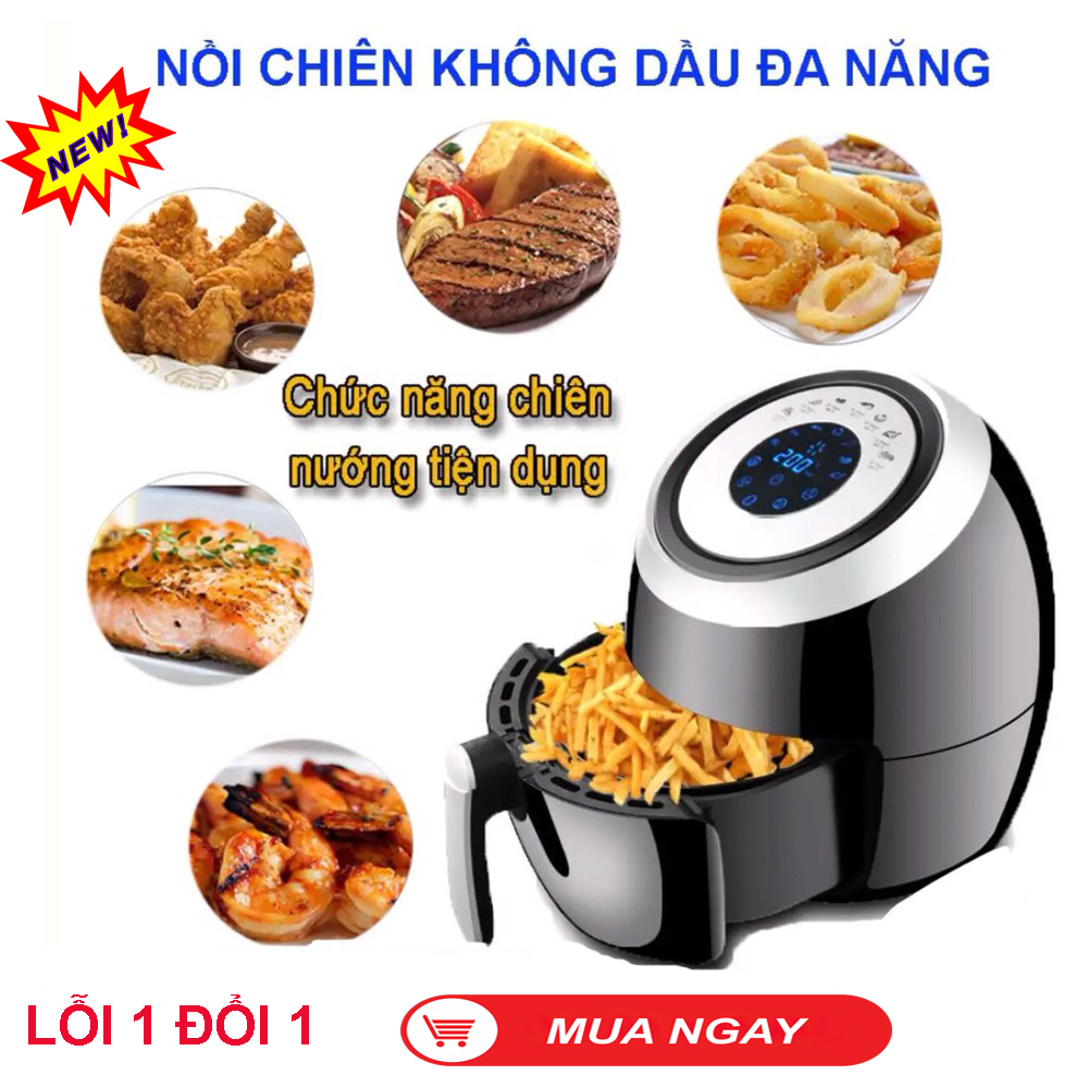 Nồi Chiên Không Dầu Điện Tử, Nôi Chiên Không Dầu, Cảm ứng 3 trong 1, chiên nướng hấp, không khói, không mùi, dễ sử dụng, an toàn cho sức khỏe. HÀNG ĐẢM BẢO LỖI 1 ĐỔI 1 ! MUA NGAY !