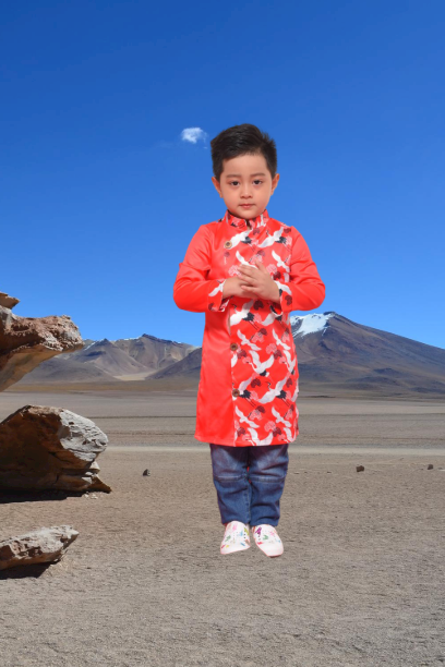 Áo dài cách tân bé trai cao cấp Áo dài tết cho bé trai ADBT001 in hình hạc cho bé từ 1 2 3 4 5 6 7 8 9 tuổi nặng từ 8 10 15 20 25 30 kg