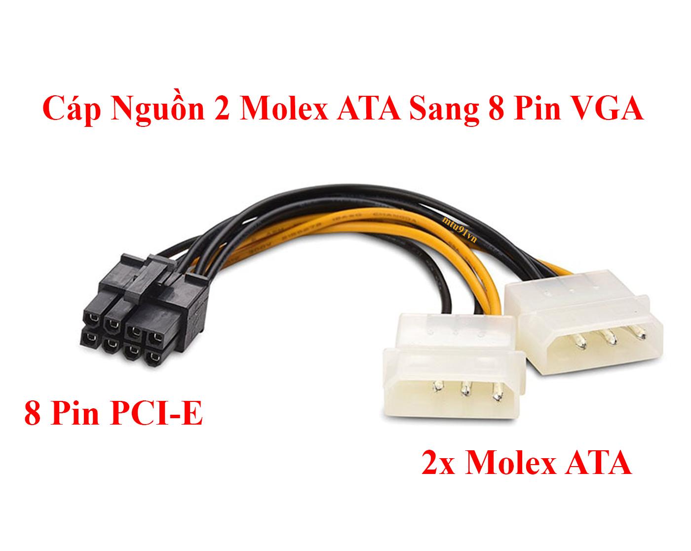 Cáp Nguồn 2 Molex ATA Sang 8 pin Cho Card Đồ Họa VGA
