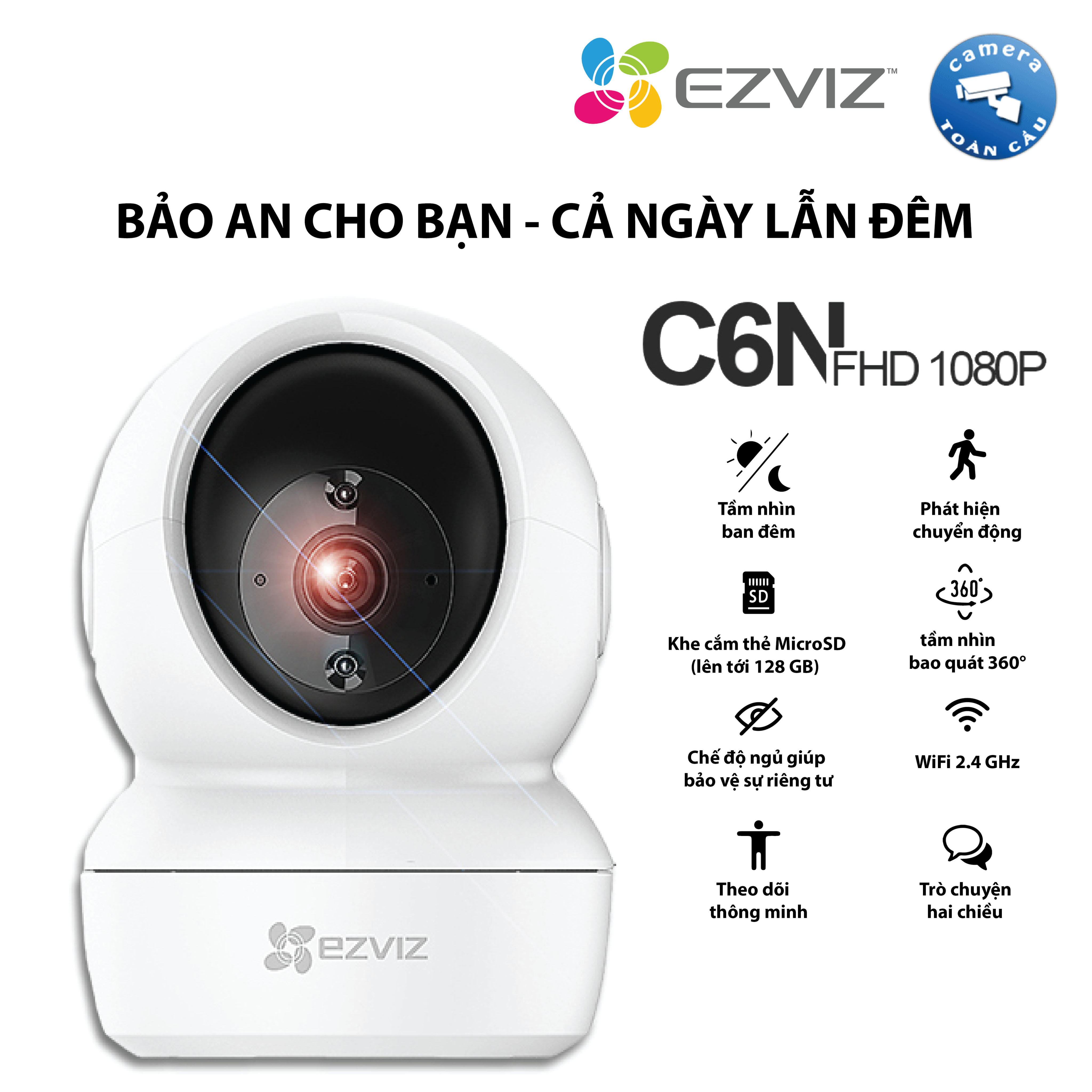 Camera ip wifi ezviz cs-c6n c6n 4.0mp - cs-cv246 xoay 360 thông minh + đàm thoại 2 chiều - camera cs-c6n giám sát wifi không dây - camera toàn cầu