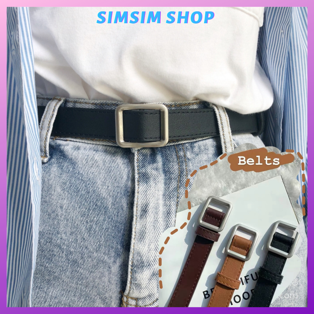 DÂY NỊT NAM NỮ VUÔNG NHỎ CHỮ NHẬT TL001 - Thắt lưng nữ nam mặt chữ nhật bản nhỏ 2.5cm