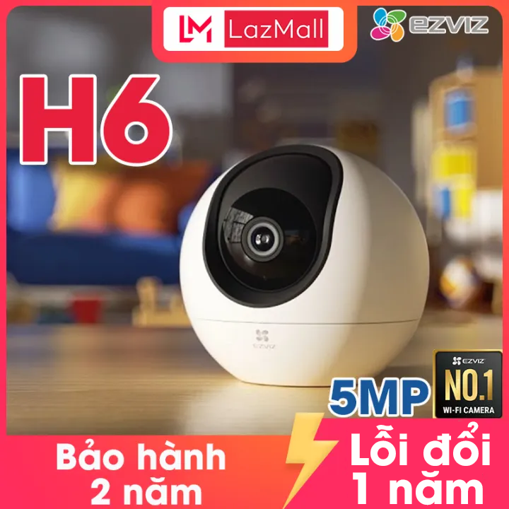 Giảm 100K + MUA 2 TẶNG 1 QUÀ + Camera EZVIZ H6 5MP trong nhà, phát hiện con người AI, camera cho ban đêm không dây, xoay 360 độ, đàm thoại 2 chiều