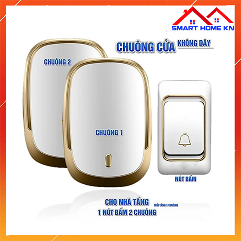 Chuông cửa không dây 2 chuông báo
