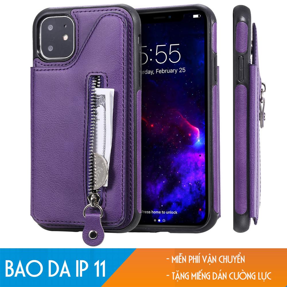 Bao da Iphone 11 - 6.1 Inch, 11 Pro - 5.8 Inch, 11 Pro Max - 6.5 Inch kiêm ví tiền đựng thẻ, card cầm tay siêu tiện lợi HTM2000