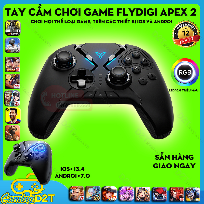Tay cầm chơi game Flydigi Apex 2 | chơi game Liên quân COD PUBG cho IOS Android và PCTV