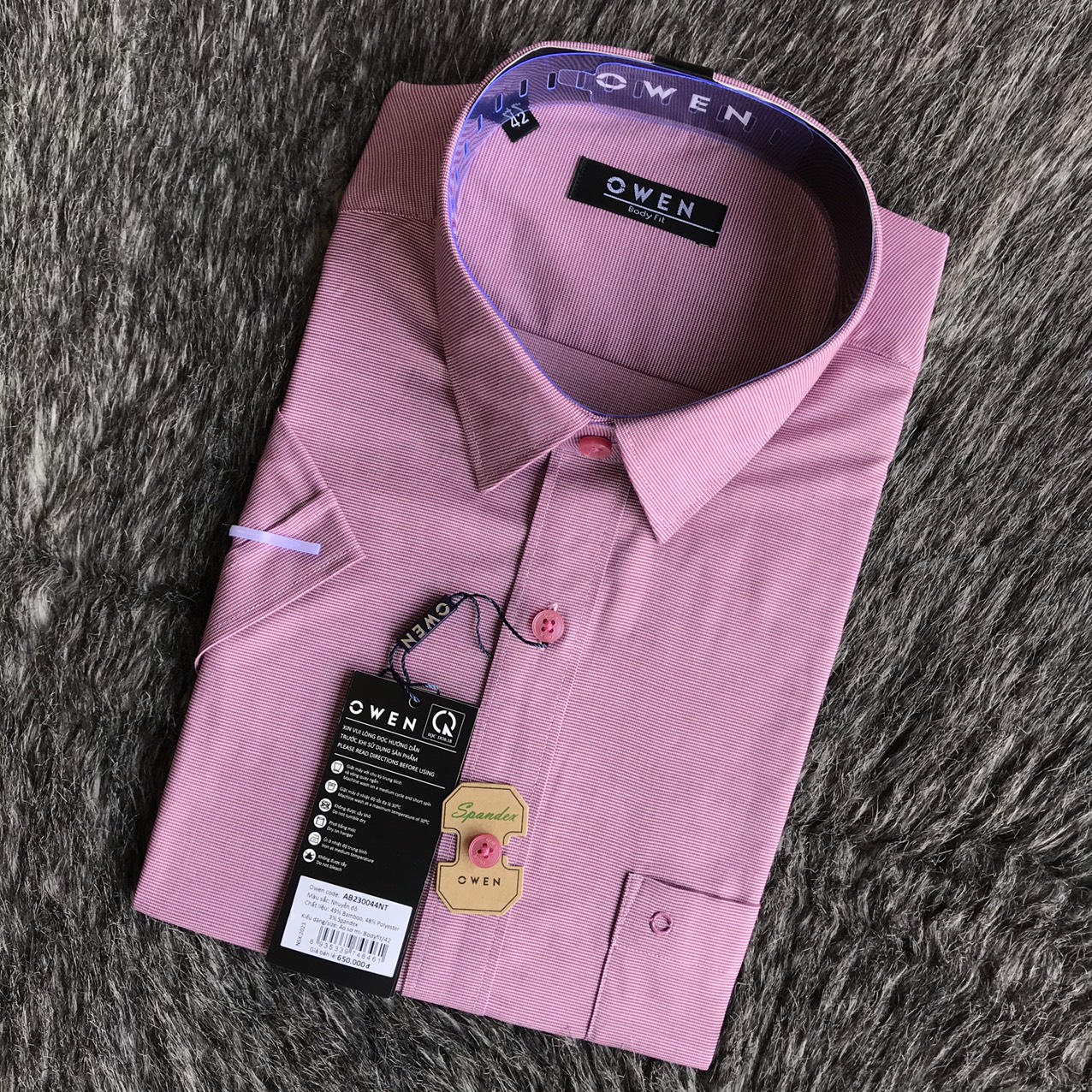 OWEN - Áo sơ mi dài tay Owen REGULAR FIT vải sợi cafe màu xanh nhạt 23352