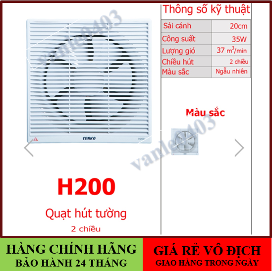 Quạt hút mùi senko gắn tường 2 chiều h200 lỗ khoét 25x25cm hàng chính hãng