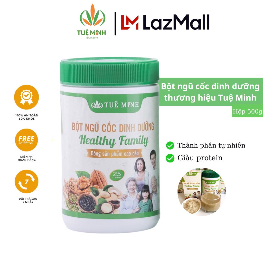 Bột ngũ cốc Tuệ Minh cao cấp hộp 500g 25 loại hạt thiên nhiên