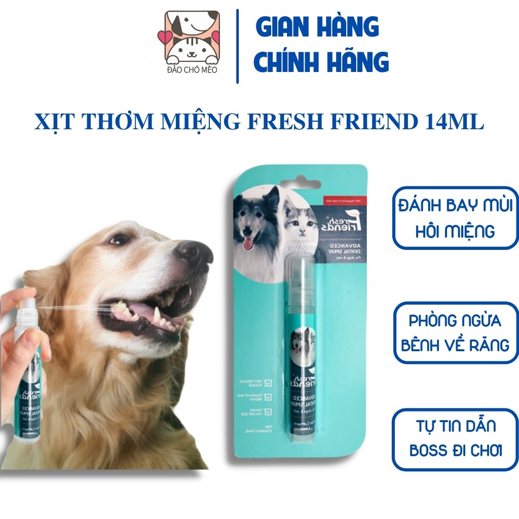 Xịt thơm miệng chó mèo fresh friend 14ml chính hãng cao cấp - đảo chó mèo