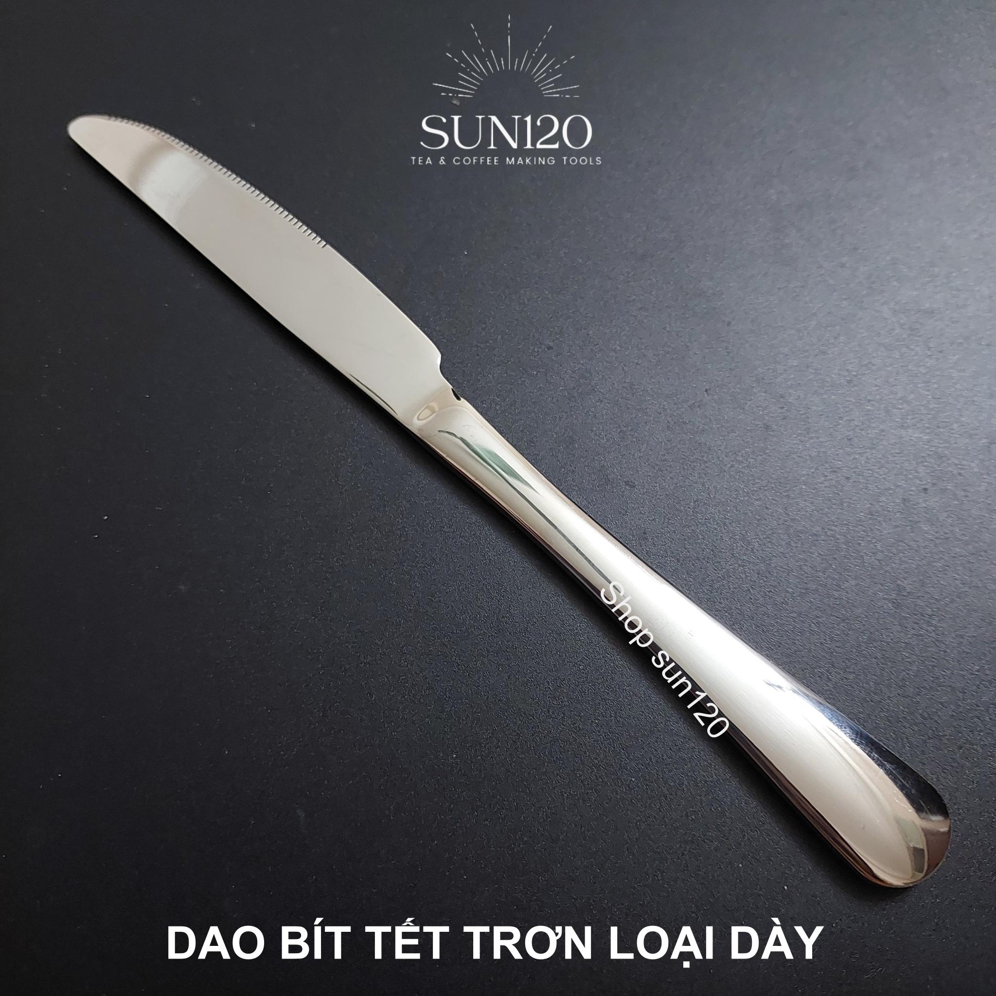 Dao cắt bít tết TRƠN inox cao cấp, dao inox ăn bò bít tết loại dày, thia dĩa loại 1