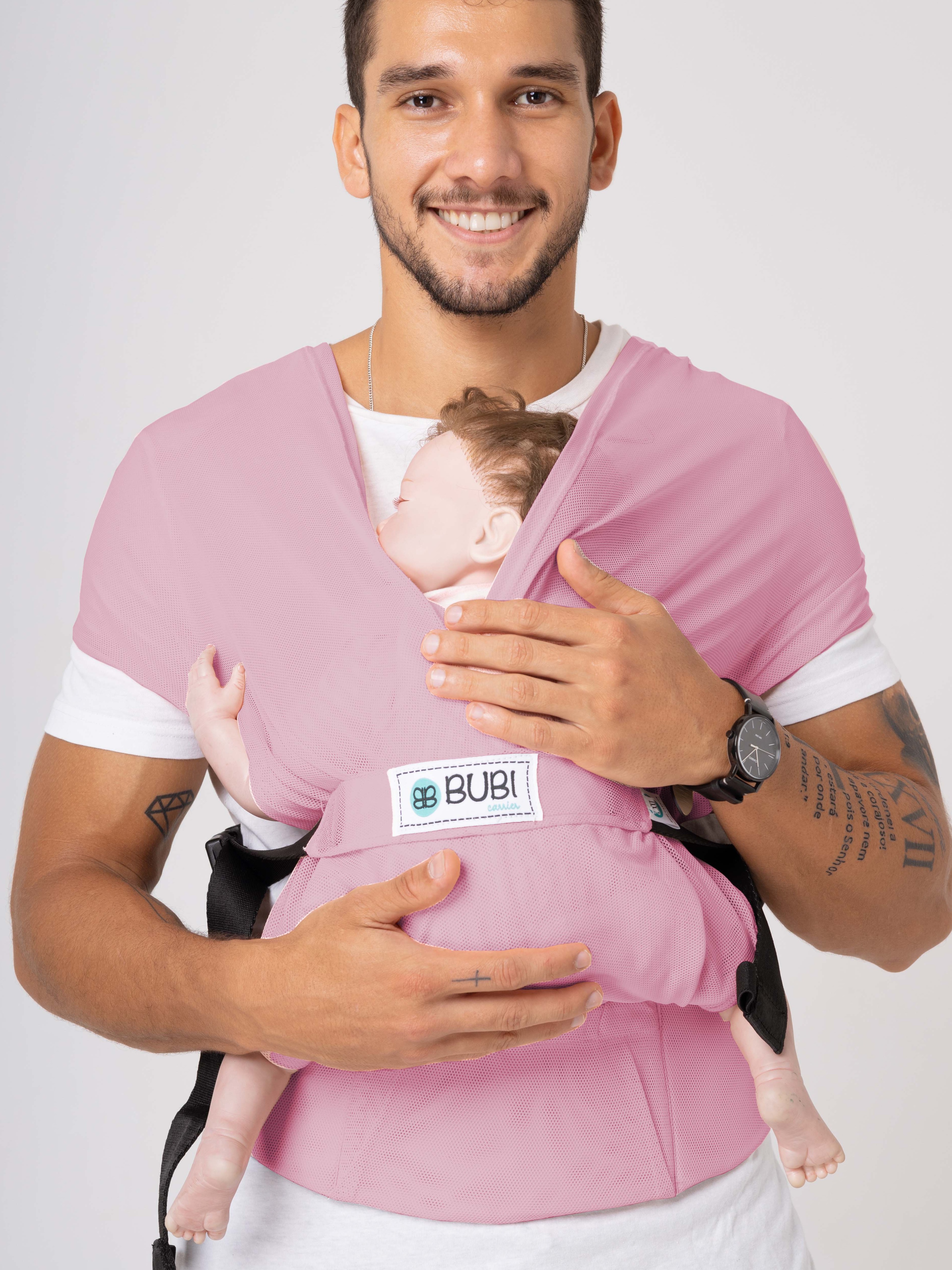 Địu vải BUBI Gen 3 - Hồng kem lưới - PE