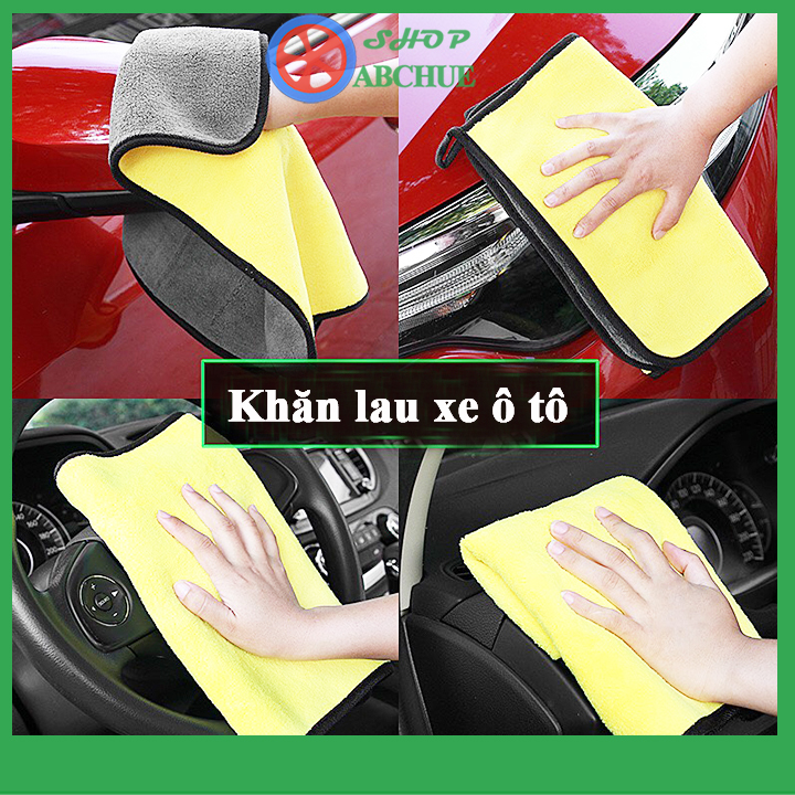 Khăn lau xe hơi, khăn rửa xe ô tô chuyên dụng Microfiber 2 lớp 30x30cm, 30x60cm