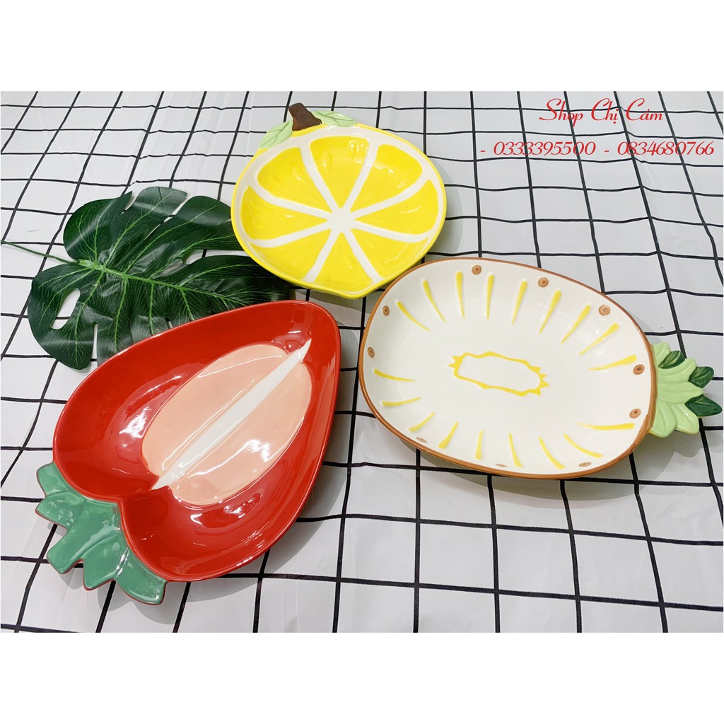ĐĨA SỨ HÌNH DỨA/ CHANH VÀNG/ DÂU TÂY [ShopChịCám]