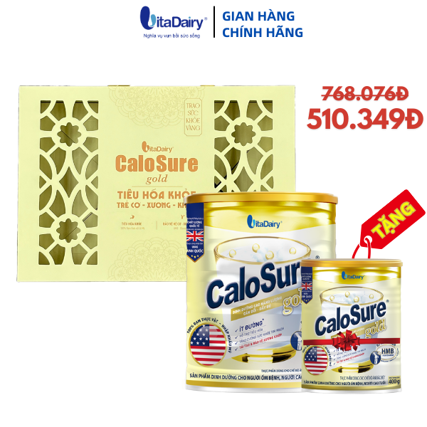 Bộ hộp quà Calosure Gold ít đường, sữa bột giúp bảo vệ tim mạch - VitaDairy
