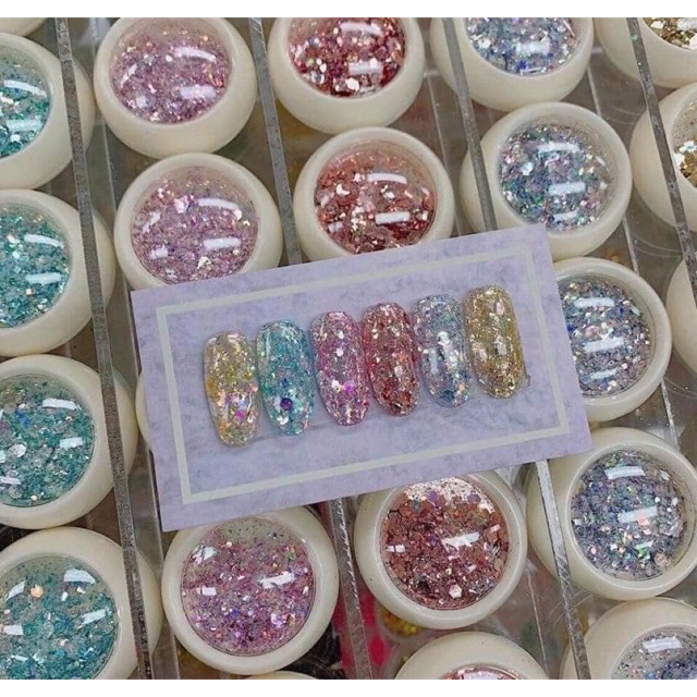 Sét Nhũ vãy cá kim cương 6D - 8 màu siêu sáng chăm sóc trang trí móng làm nail nailart