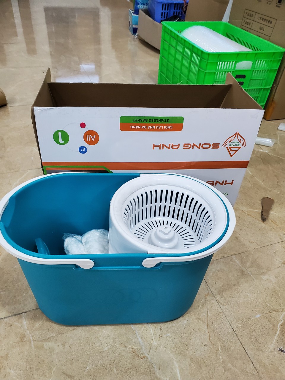 Bộ Chổi Lau Nhà 360 độ Song Anh, Bộ Chổi Lau Nhà Tặng Kèm 2 Bông Lau