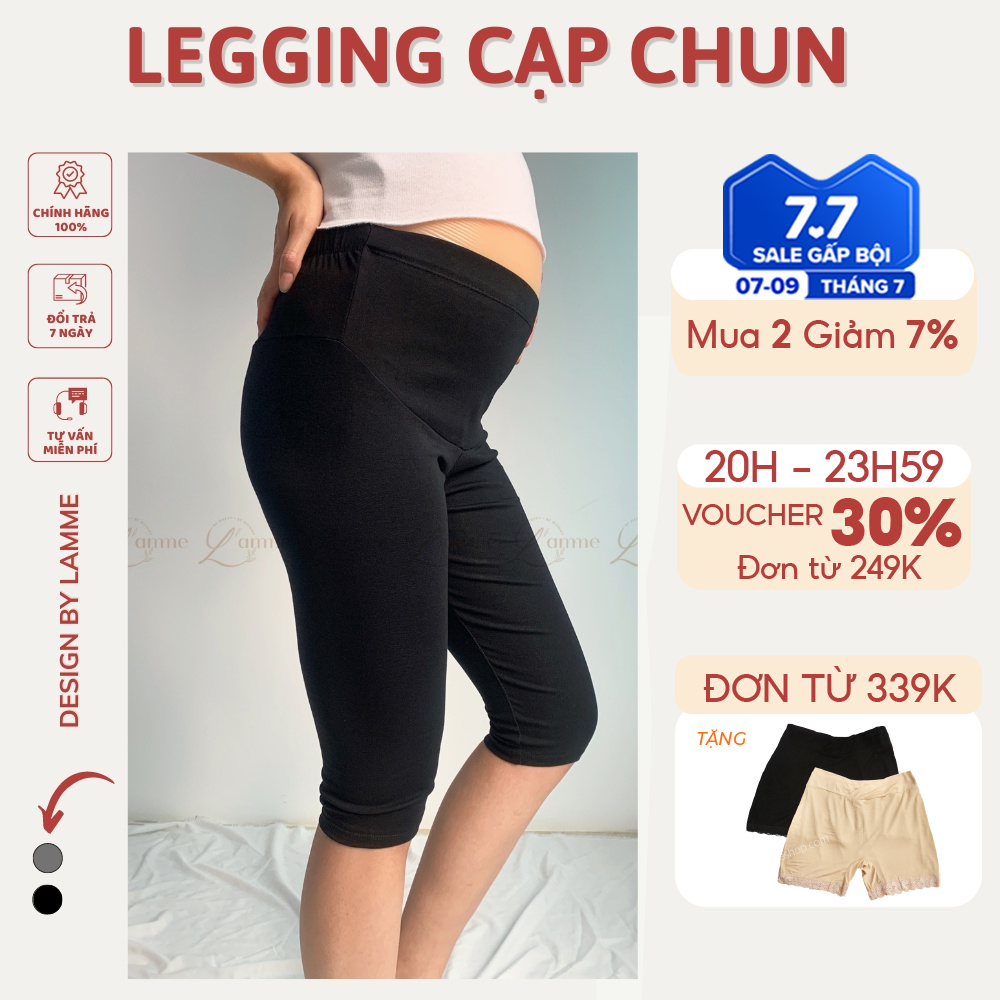Quần legging bầu cạp chun hè chất liệu thoáng mát thiết kế bởi LAMME