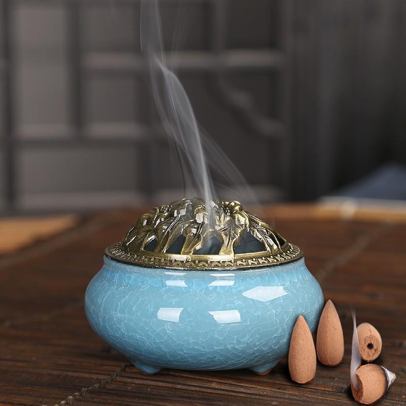 [COMBO] LƯ GỐM + 1 HỘP TRẦM HƯƠNG THẢO MỘC (43-45 viên) Xông Nhà, Xông Đất, Tẩy Uế - Giảm Căng Thẳng - Phong Thủy Tam Nguyên