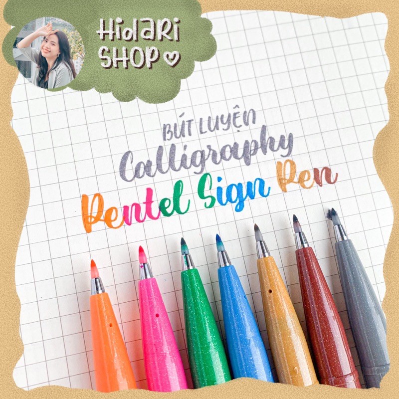 [HCM](Cây Lẻ) Bút Viết Thư Pháp Calligraphy Pentel Sign Pen màu Basic // Hidari