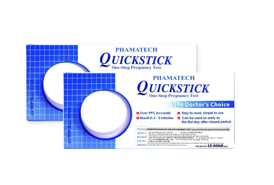 Combo 2 que thử thai quickstick - made in usa - độ tin cậy lên đến 99%