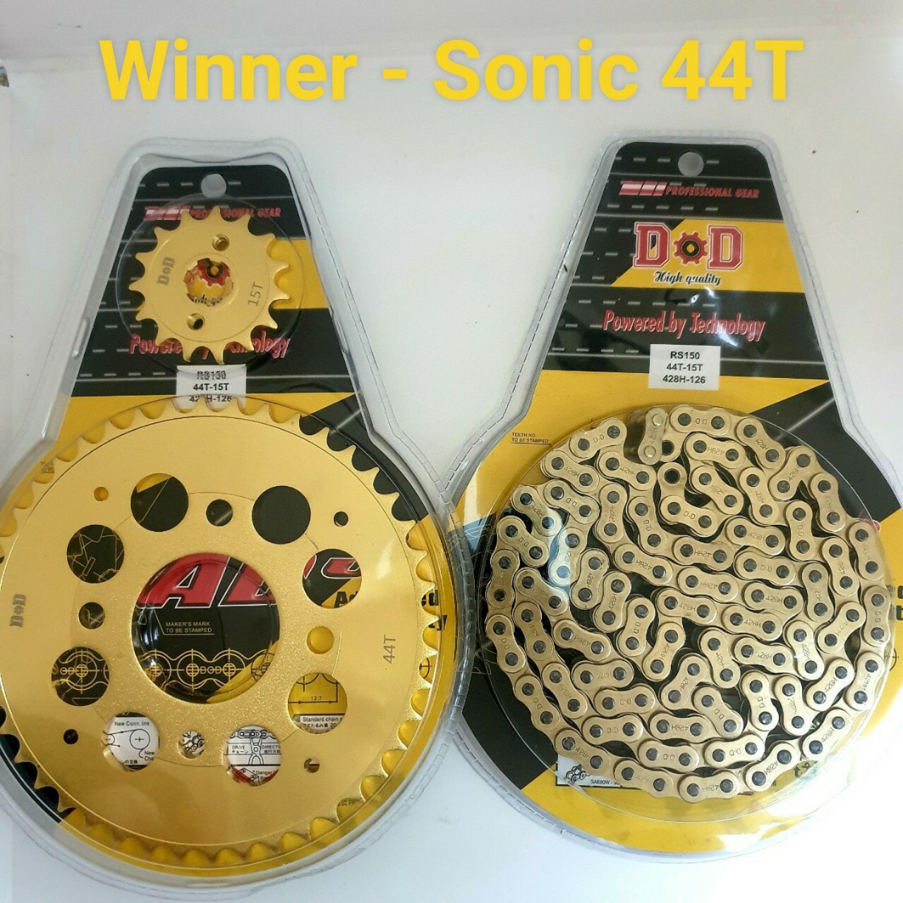 Bộ Nhông Sên Dĩa DID Dĩa Vàng Cho Dòng Xe Côn Tay Của HONDA Winner, Winner X, Sonic ( Vỉ theo bộ)