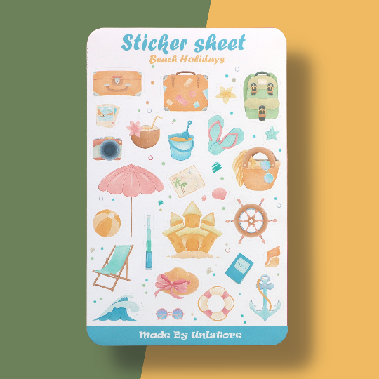Sticker sheet beach holidays - sticker dán, trang trí sổ nhật kí, sổ tay | Bullet journal sticker