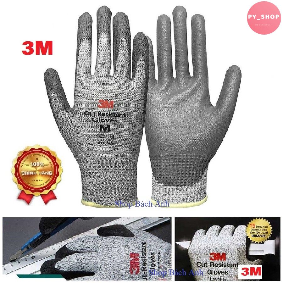 Găng tay chống cắt 3M cấp độ 3, găng tay lao động - Hàng chuẩn chính hãng- size L