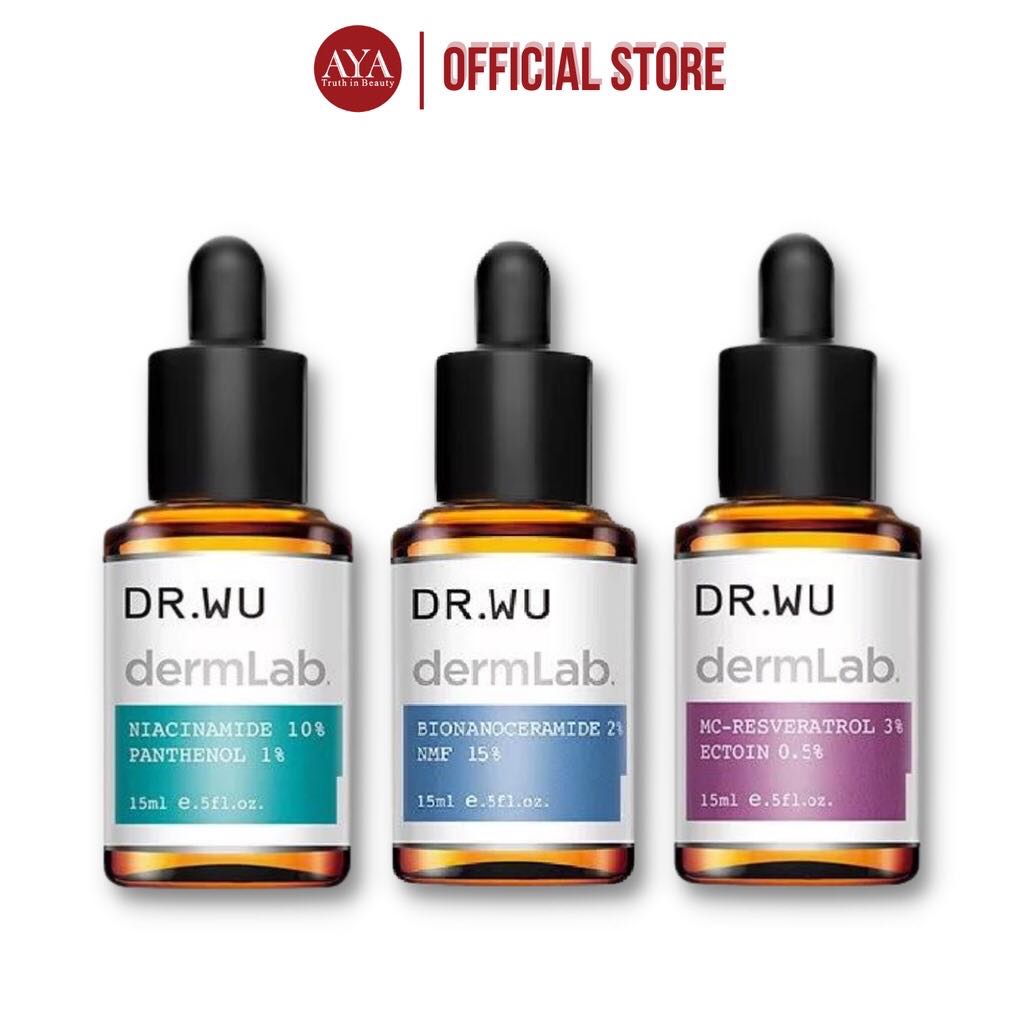 Serum dermlab dr.wu phục hồi niacinamide 10%/ dưỡng ẩm bionanoceramide 2%/ sáng da mc-resveratrol 3% 15ml đài loan