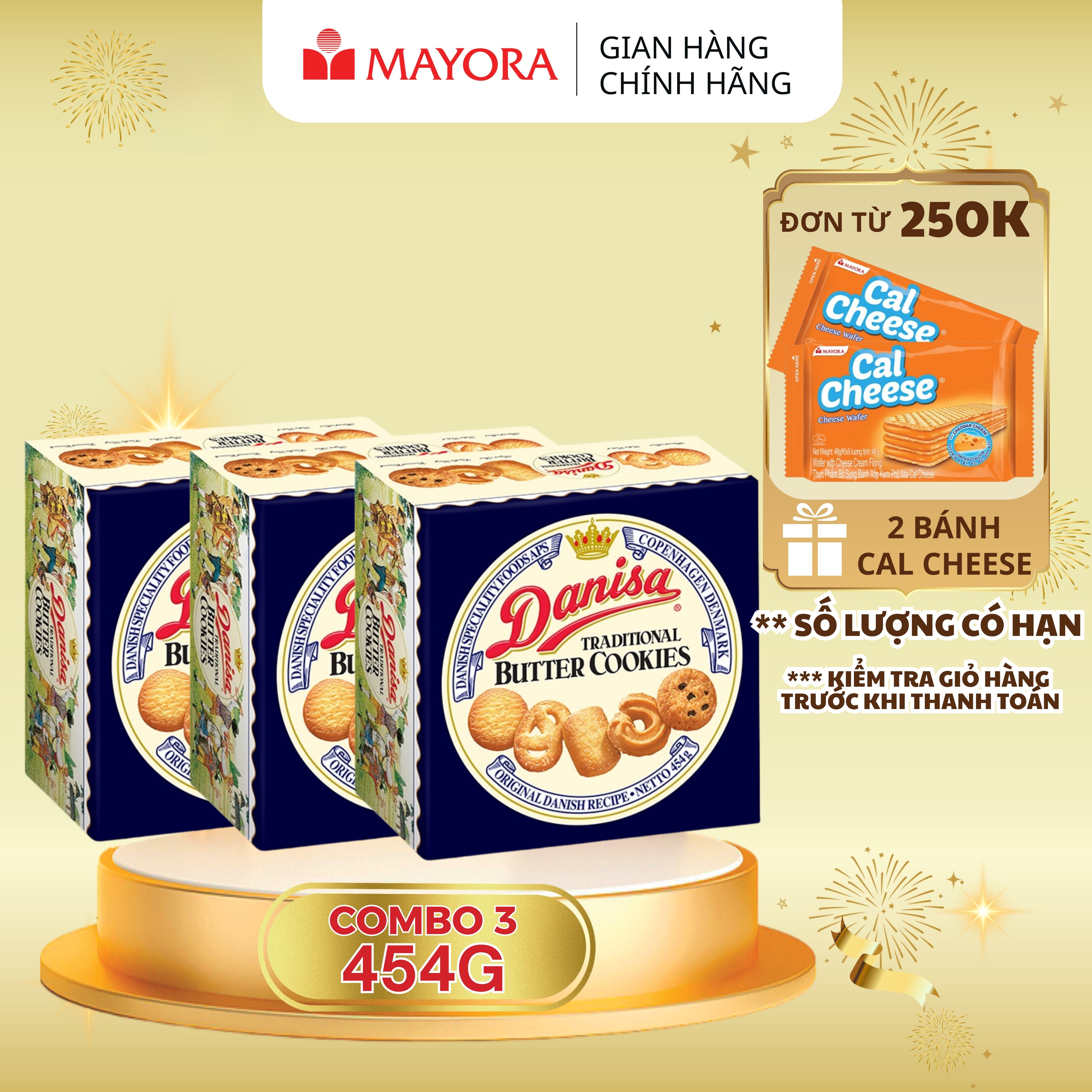  COMBO 3 HỘP BÁNH QUY BƠ DANISA 454G 