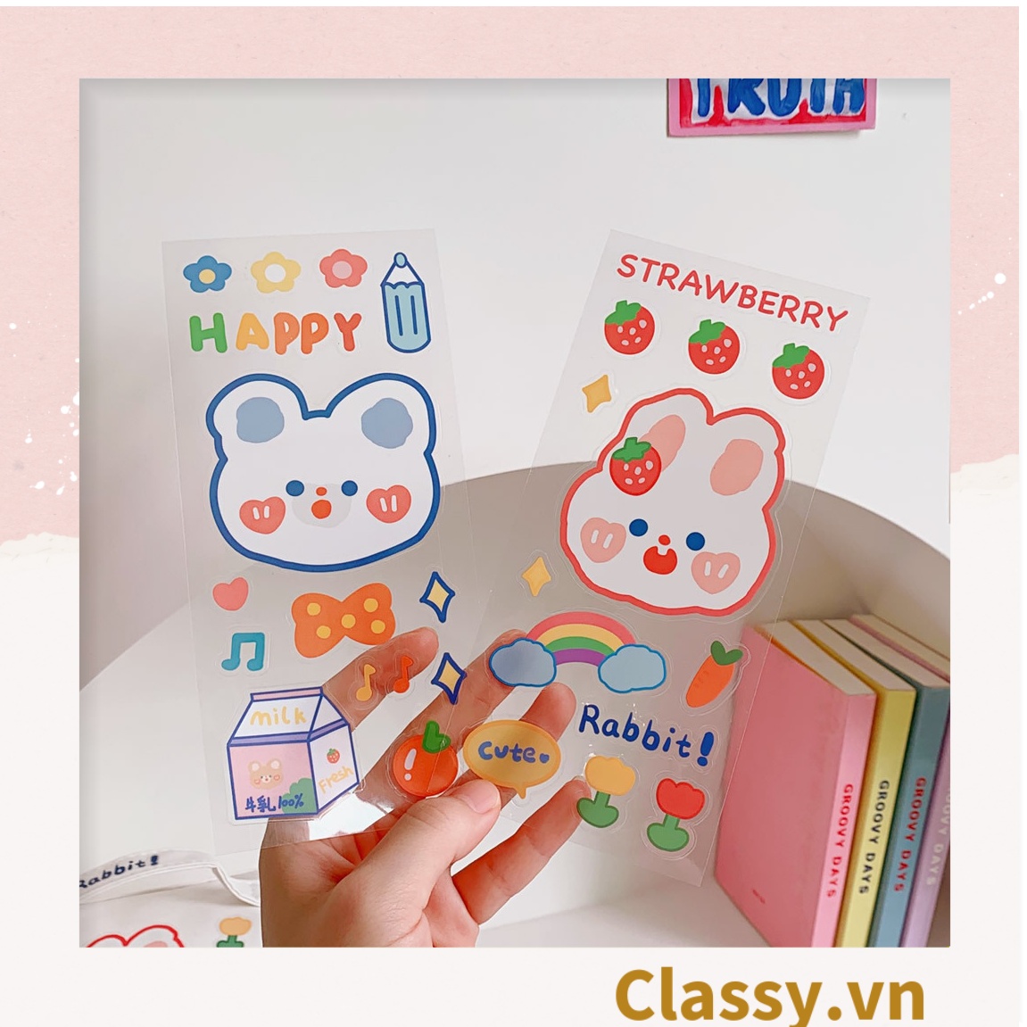 Classy Hình dán, sticker dễ thương, sticker dán laptop, điện thoại, sổ, bình nước nhiều họa tiết PK1380