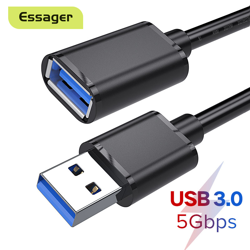 Essager Cáp USB 3.0 đổi đầu đực sang đầu cái dài 0.5m/1m/1.5m/2m/3m cho TV PS4 Xbox SSD 5GB giá tốt