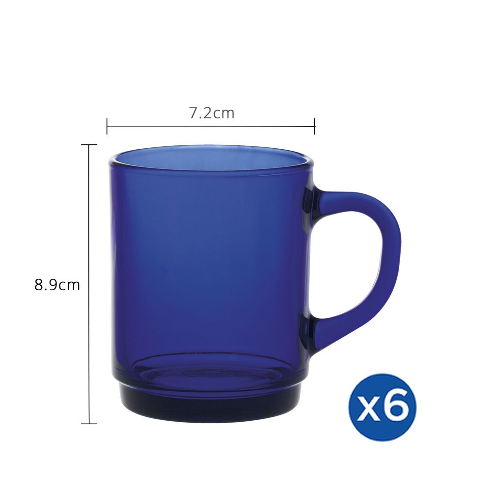 Bộ 6 ly có quai D4020F Duralex - Versailles Xanh Saphir 260ml  Thủy tinh cường lực cao cấp Pháp