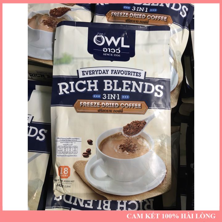 Cà phê sữa owl rich blends 3in1 thái lan - thơm ngon