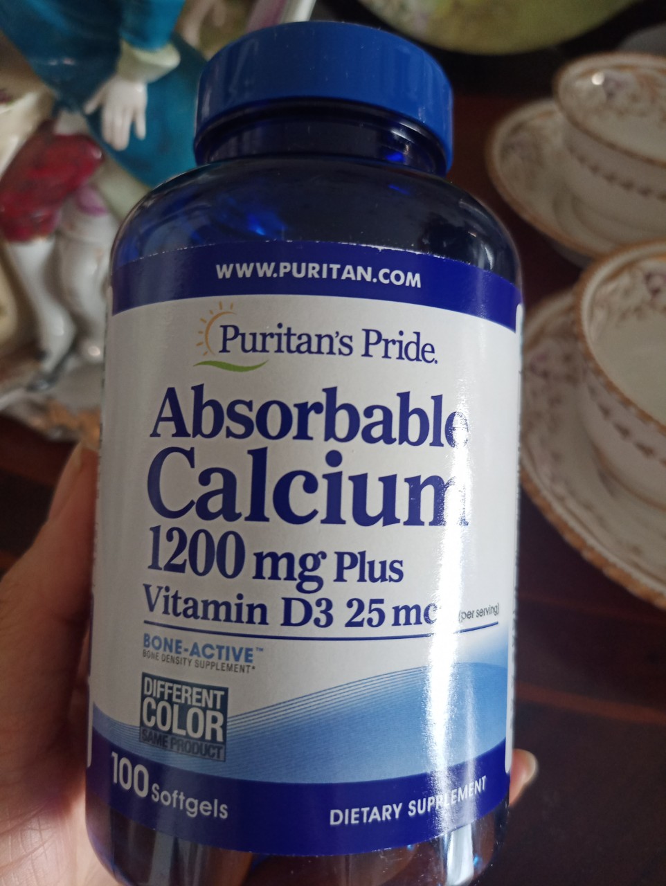 Lọ 100 viên date 08/2026 viên uống canxi puritan’s pride absorbable calcium 1200mg plus vitamin d3 25mcg