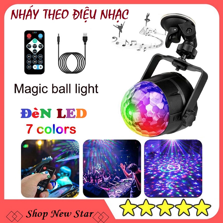 Đèn led 7 màu nháy theo điệu nhạc , đèn ngủ chiếu sao, đèn nháy xoay tròn nhiều màu có remote điều khiển từ xa cảm ứng giá rẻ hơn dây đèn led pháo hoa, ngôi sao trang trí nhà, cây cảnh ngày tết