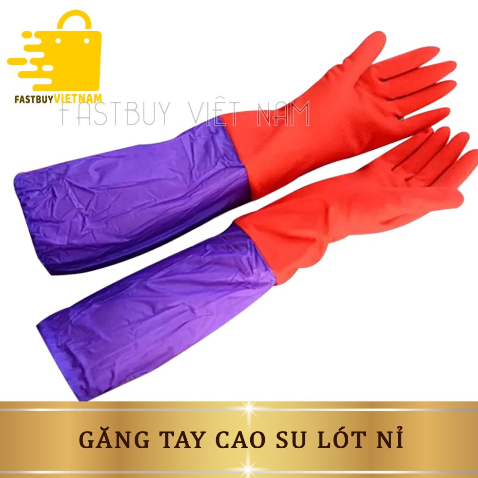 Găng Tay Rửa Bát Cao Su Lót Nỉ - Rửa Bát Giặt Quần Áo Tiện Dụng
