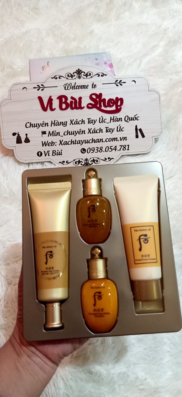 Set kem chống nắng , dưỡng ẩm và chống nhăn Whoo vàng JinHaeyun Wrinkle Sun Cream Special Set SPF50+/PA+++ 4sp