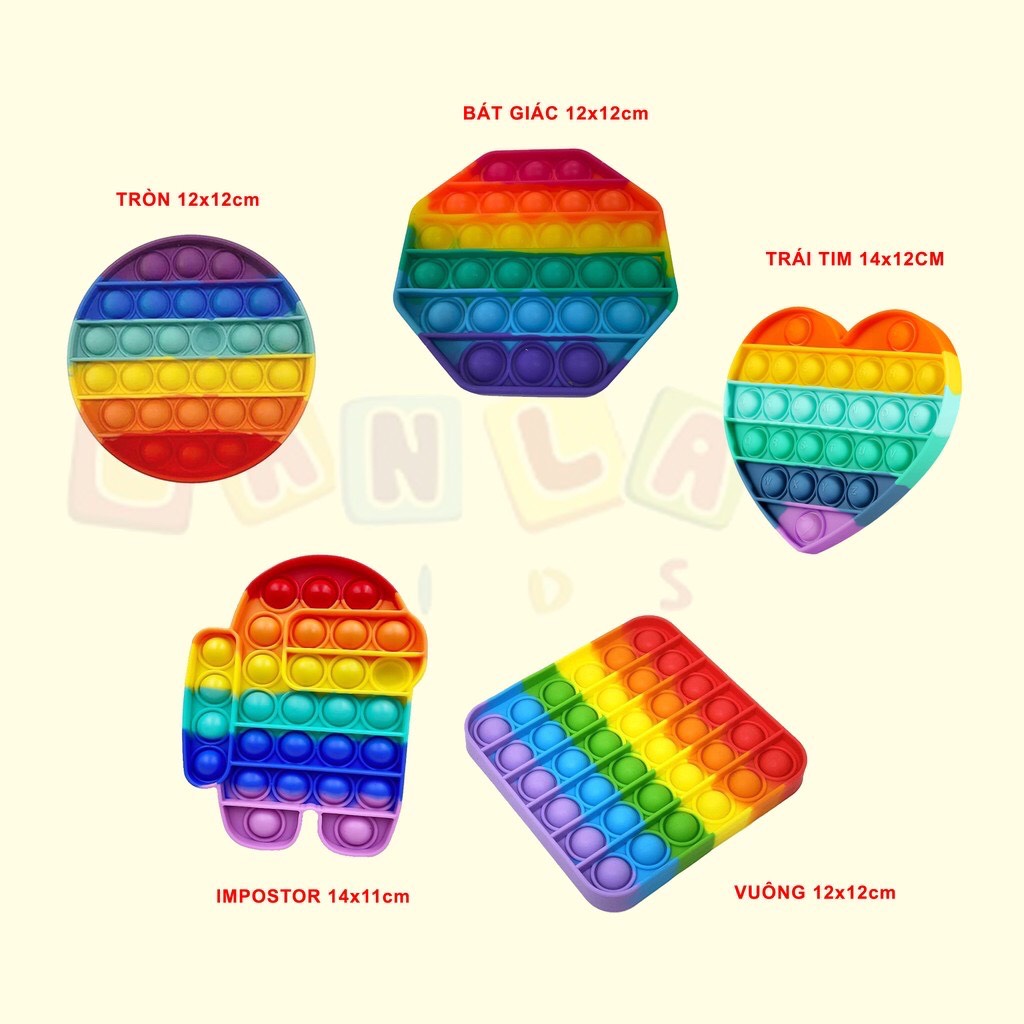 [HOT]Đồ chơi bóp bong bóng Pop it giảm căng thẳng bằng silicon nhiều kiểu dáng độc đáo slime cho bé
