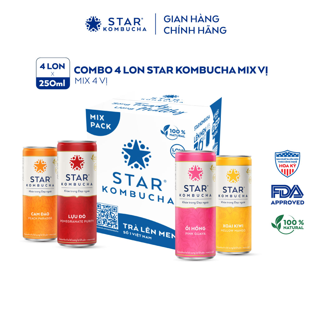 Combo 4 lon mix vị Star Kombucha
