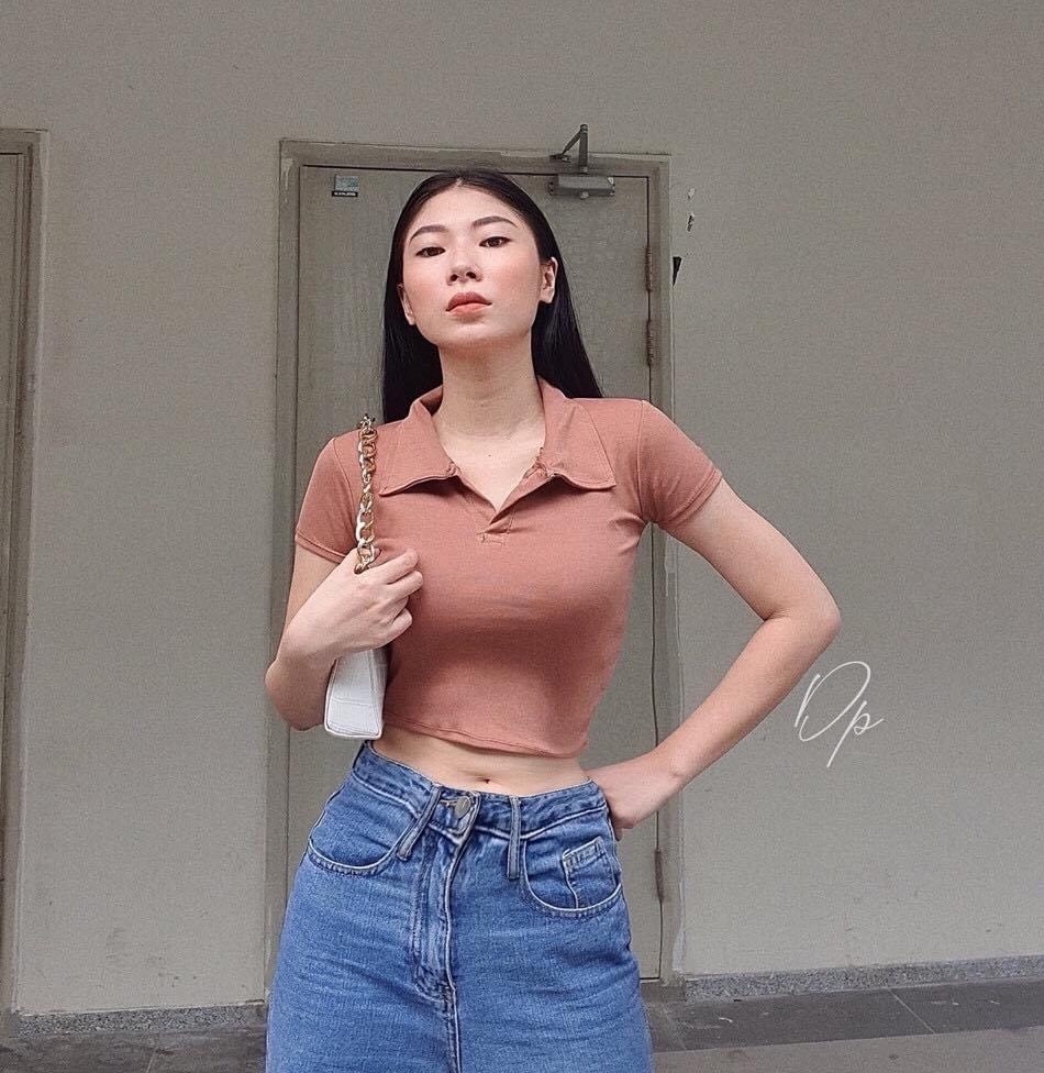 Áo Thun Croptop Cổ Bẻ - Áo Croptop Cổ Đức - Áo Croptop Thun Borip Cá Tính AT53