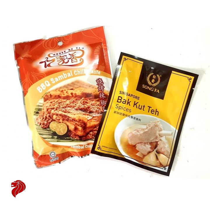 Combo gia vị bak kut teh song fa & sốt bbq sambal singapore yi jia xiang